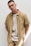 Solid Frevne Seersucker SS Shirt Sand