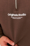 Jack & Jones Vesterbro Sweat Half Zip Chocolate Brown