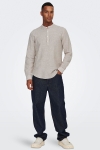 ONLY & SONS CAIDEN HALF PLACKET LINEN SHIRT Chinchilla