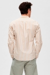 Selected SLHSLIMNEW-LINEN SHIRT LS BAND W Kelp Stripes