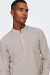 ONLY & SONS CAIDEN HALF PLACKET LINEN SHIRT Chinchilla