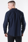 Clean Cut Cotton Linen Mao Overhemd Navy