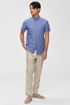 Selected Slim Linen Overhemd SS Classic Medium Blue Melange