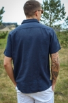 Solid Allan Cuba Linen Shirt Insignia Blue