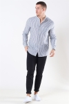 Only & Sons Luke LS Linen Mandarine Overhemd White/Blue Stripes