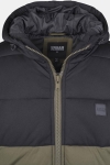 Urban Classics Hooded 2-Tone Puffer Jas Dark Olive/Black