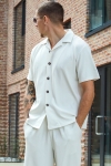 Selected Relax Plisse Resort SS Shirt Egret