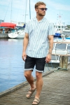 Selected SLHREGNEW-LINEN SHIRT SS RESORT W Dark Ivy Stripes