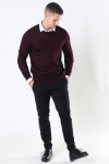 Lindbergh Merino O-Neck Breien Dark Bordeaux