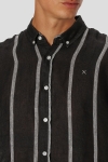 Clean Cut Copenhagen Ed Striped linen Shirt S/S Black