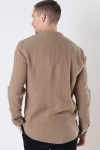 Kronstadt Johan Muslin Henley shirt Sepia tint brown