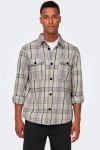 ONLY & SONS MILO OVR CHECK LS SHIRT Purple Ash