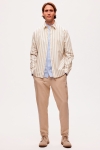 Selected Reg New Linen Shirt LS Kelp Stripe
