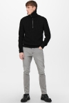ONLY & SONS BEVIN LIFE HIGH NECK ZIP KNIT Black