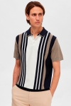 Selected SLHMattis SS Knit Stripe Polo Sky Captain