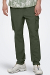 ONLY & SONS Linus Cargo Cotton Linen Pants Olive Night