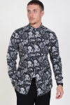 Only & Sons Frederik L/S Paisley Stretch Overhemd Black