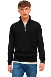 Jack & Jones JJPANNEL KNIT HALF ZIP Black