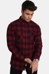 URBAN CLASSICS Checked Flanell Overhemd Black/Burgundy