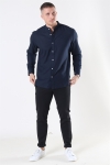 Clean Cut Cotton Linen Mao Overhemd Navy