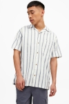 Jack & Jones JORDAVE RESORT LINEN STRIPE SHIRT SS Cloud Dancer