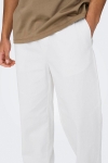 ONLY & SONS Sinus Loose Cotton Linen Pants Bright White