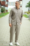 Selected Relax Plisse LS Shirt Greige