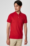 Selected Aro S/S Emroidery Polo Overhemd Noos Scarlet Sage