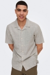 ONLY & SONS Caiden SS Resort Linen Shirt Chinchilla