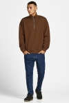 Jack & Jones JORBRINK SWEAT QUARTER ZIP HIGH NECK Desert Palm LOOSE