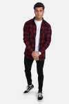 URBAN CLASSICS Checked Flanell Overhemd Black/Burgundy