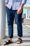 Clean Cut Copenhagen Barcelona Cotton Linen Pants Navy