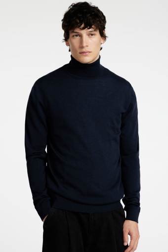 Tray LS Merino Knit Roll Neck Navy Blazer