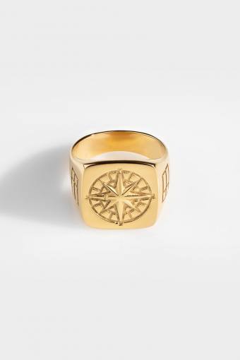 Oversize Compass Ring Gold