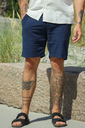 COMFORT-BRODY LINEN SHORTS Dark Sapphire