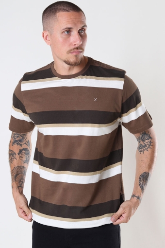 Bradley Cotton Tee Brown Stripes