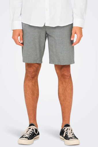 Mark Cotton Linen Shorts Grey Pinstripe