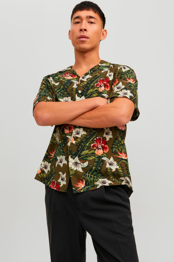 Jeff Resort Floral Shirt SS Olive Night