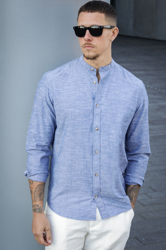 Summer Band Shirt LS Faded Denim