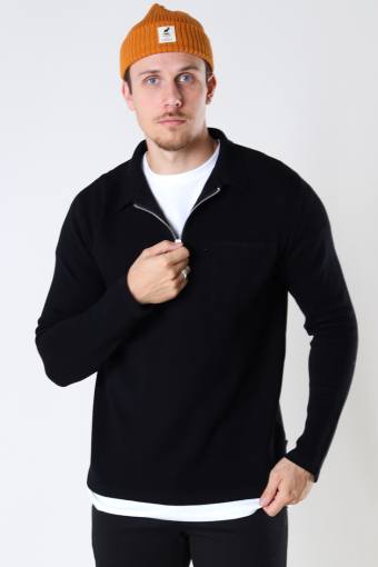 Josh Cotton half zip knit Black