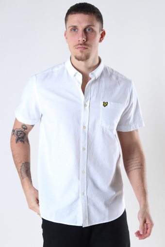 Short Sleeve Light Weight Slub Oxford Shirt White