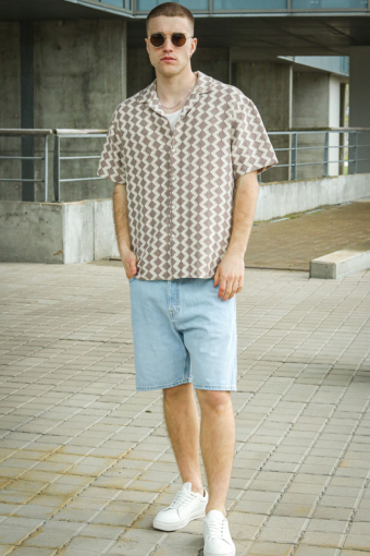 Summer Luke Regular Fit Texture Resort Shirt SS Mocha Meringue