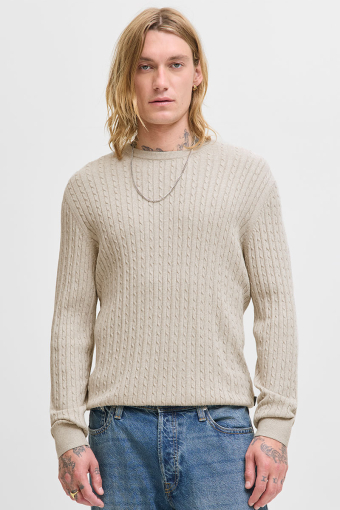 Emil Knit Cable Crew Neck Oatmeal