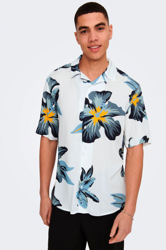 Dan Life Reg SS AOP Viscose Shirt White