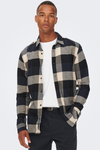 GUDMUND LS CHECK SHIRT Dark Navy