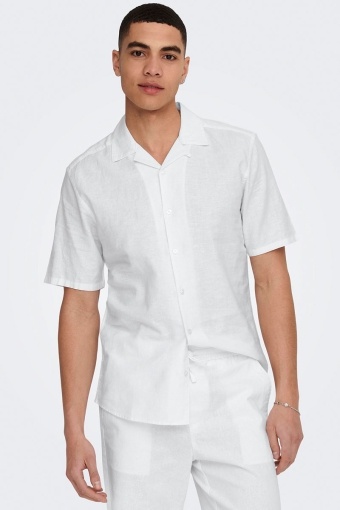 Caiden SS Resort Linen Shirt White