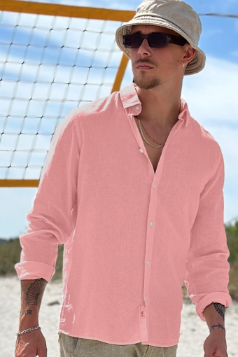 Enea Allan Linen Shirt LS Powder Pink