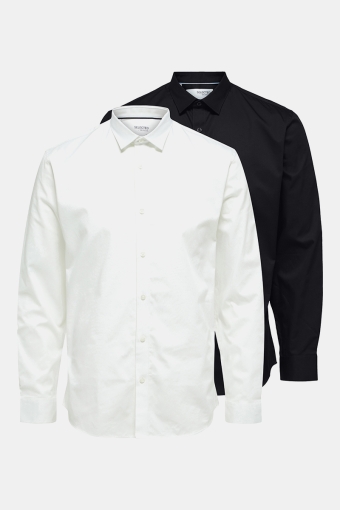 SLHSLIMMULTI SHIRT LS M 2 PACK White with Black combo.
