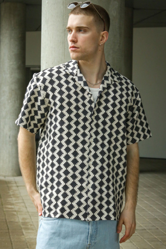 Summer Luke Regular Fit Texture Resort Shirt SS Black