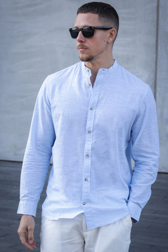 Summer Band Shirt LS Chambray Blue